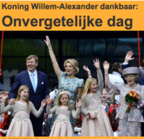 (VLNR) Koning Willem-Alexander, koningin Maxima, prinses Beatrix en de prinsesjes (VLNR) Alexia, Ariane en Amalia, bedanken het publiek in Amstelveen.