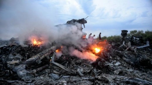 Brokstukken van MH17 © ANP .