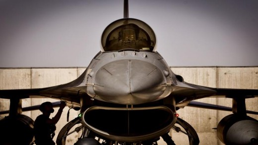 Vier Nederlandse F-16's deden mee aan de missie. | ANP .