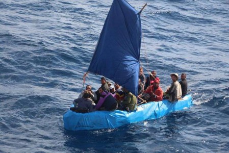 This Jan. 1 photo shows 24 Cuban migrants in the waters south of Key West, Fla. The Cubans were later repatriated