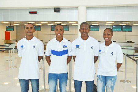 De vier jonge atleten die zijn afgereisd naar Guadeloupe.