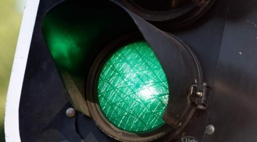 Stoplichten aan beide kanten op groen