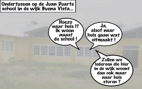 Juan Pablo Duarte School opnieuw dicht door overlast Isla l | Cartoon Pa Stechi