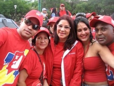 Yazenky Antonio Lamas Rondón, left, in a group with Venezuela’s first lady, Cilia Flores, third from the left, along with unidentified people