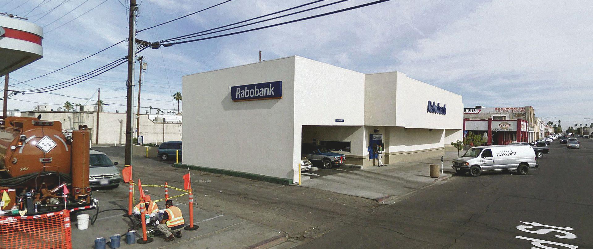  ATM Rabobank, Rockwood Avenue, Calexico, Californië, Verenigde Staten. © 